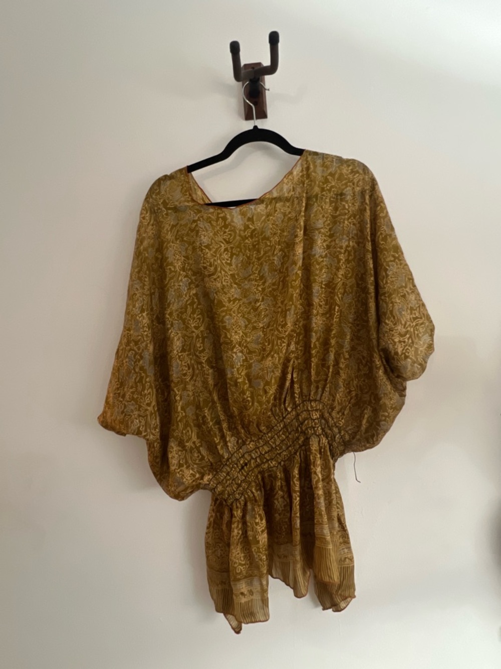 Women's Mustard Floral Smocked Waist Tunic